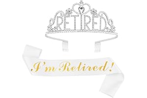 JETKONG Retirement Party Decorations Retired Tiara/Crown, Retired Sash for Women Retirement Gifts, Retirement Party Supplies, Gifts, Favors (Silver)