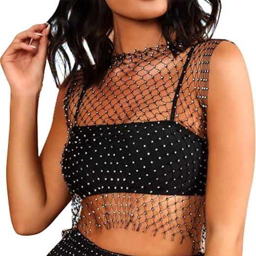 fishnet rhinestone top