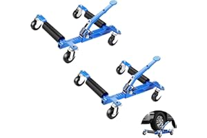 MilleLoom Car Wheel Dolly with Built-in Tire Jack – 1500LBS Capacity Vehicle Positioning Dolly, 360° Rotating Car Skates for 