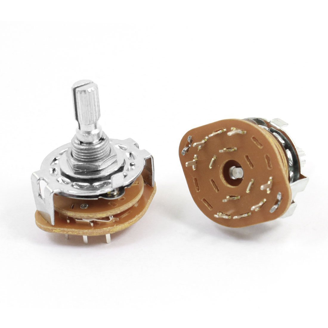 Sourcingmap 2 Pcs 6mm Knurled Shaft Band Rotary Switch 2P4T 2 Pole 4 Position