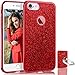 iPhone 8 Case with Stand, HoneyAKE Ultra Thin Cover Glitter Bling Sparkle Shell Luxury Shining Fashion Style 3 Layer Slim Fit Protective Soft Phone Case for Apple iPhone 8(Red)