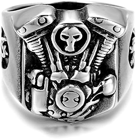 Kstyle Jewelry Heavy Vintage Stainless Steel Biker Men's Ring, Vintage, Engine R925 (11)