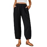 Trendy Queen Women's Wide Leg Pants Boho Summer Capri Palazzo Harem Casual Barrel Sweatpants Baggy Slacks with Pockets