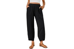 Trendy Queen Women's Wide Leg Pants Boho Summer Capri Palazzo Harem Casual Barrel Sweatpants Baggy Slacks with Pockets