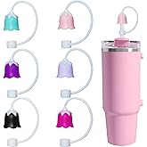 Mocbovni 3D Big Bow Straw Toppers, Flower Straw Covers, Soft Silicone 0.4in/10mm Straws Accessories, Compatible with Stanley Cup 30&40 Oz, Dust-Proof Leak-Proof Protectors (Set C- Mixed Flower)
