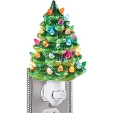 Collections Etc Vintage Tree Night Light, Christmas - Indoor Decor | Green, Ceramic, Plastic