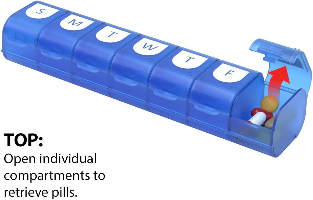 Ezy Dose Easy Fill (7-Day) Pill, Medicine, Vitamin Organizer Box | Weekly, 2 Times a Day, AM PM | Large Compartments | Colored Lids: Health & Personal Care