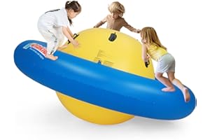 OLAKIDS 8FT Inflatable Dome Rocker Bouncer, Outdoor Kids Roll and Play Seesaw Rocker with 6 Secure Handles, Toddlers Climbing