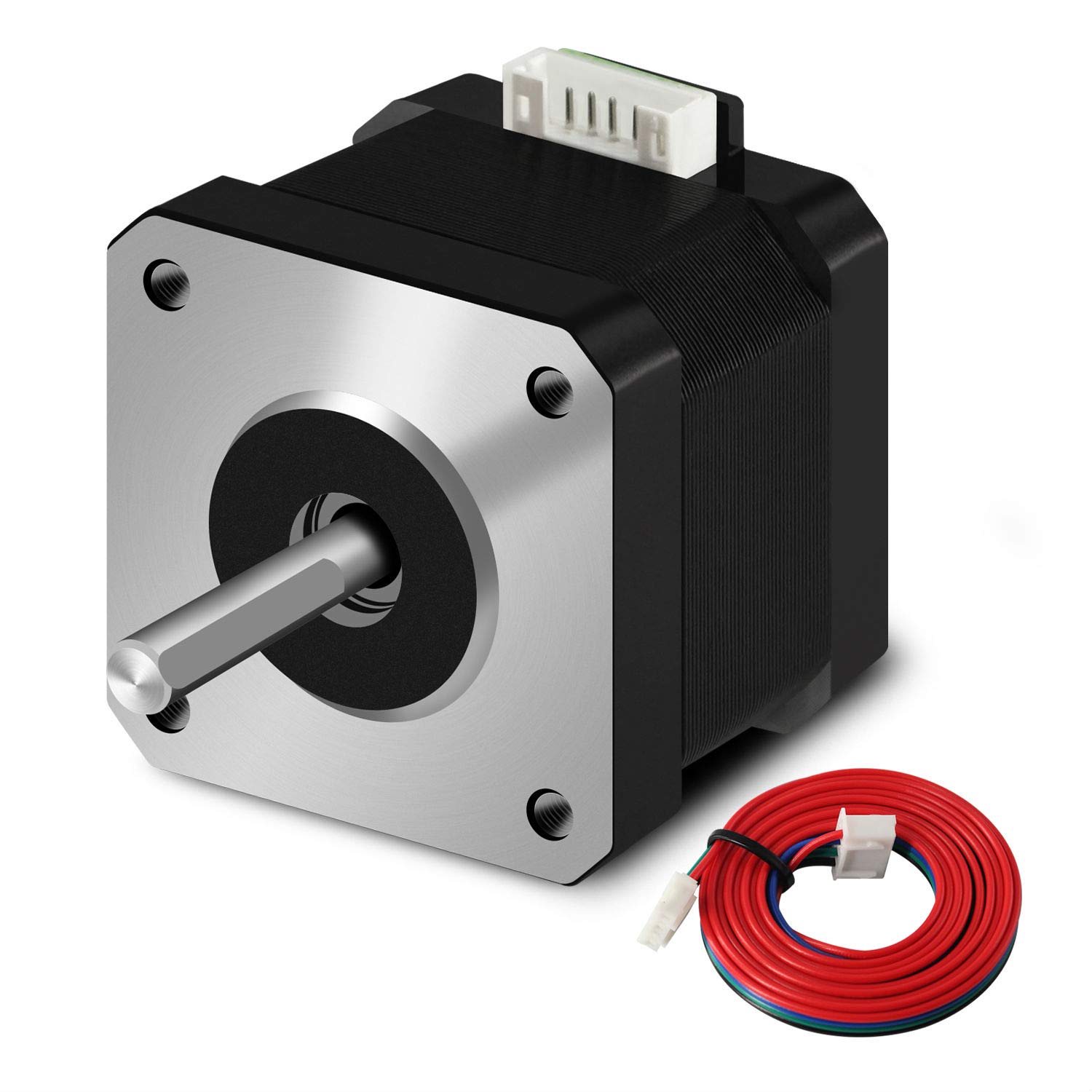iMetrx 1PCS Nema 17 stepper motor 42x38mm 17HS4401 1.5A-3.0V 2 phase 4 wires 1.8 degrees with 39.3 inch cable for Creality CR-10 10S Ender 3 3D printer/CNC extruder and Y-axis (42-38)