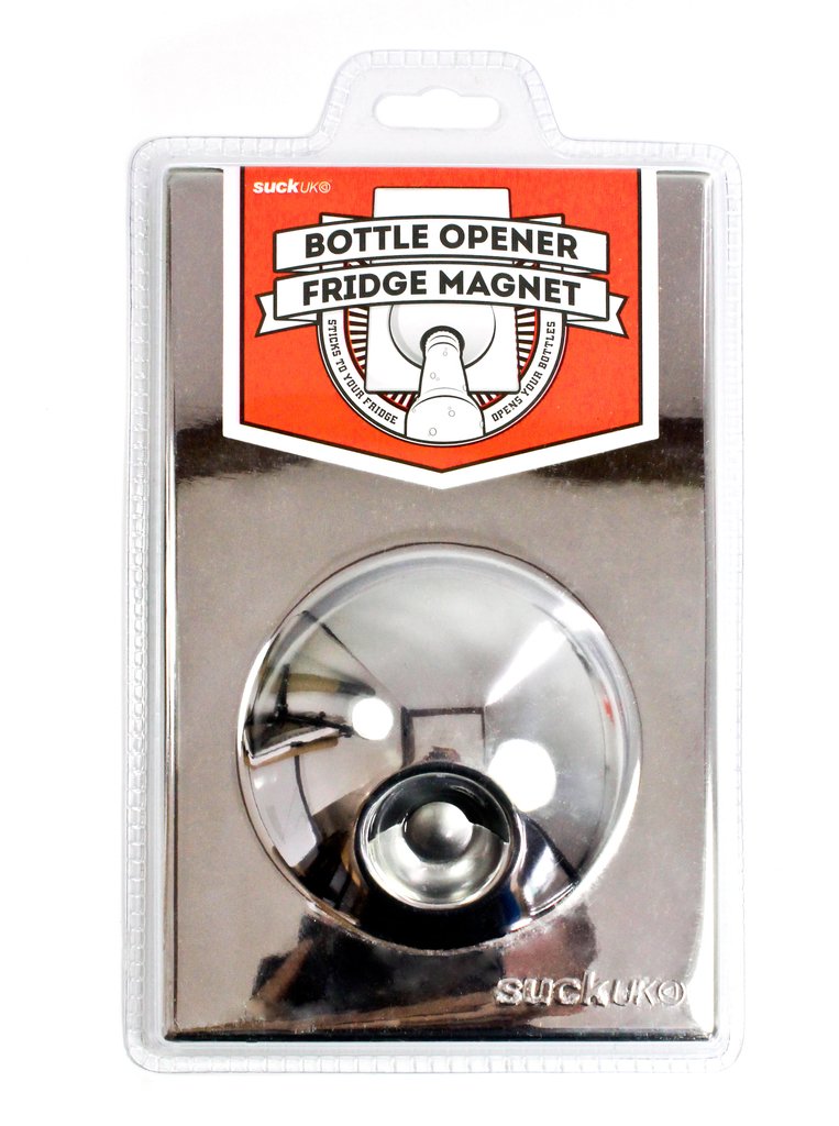 Suck UK Magnetic Bottle Opener Bar Tool and Fridge Magnet - Silver, Stainless Steel