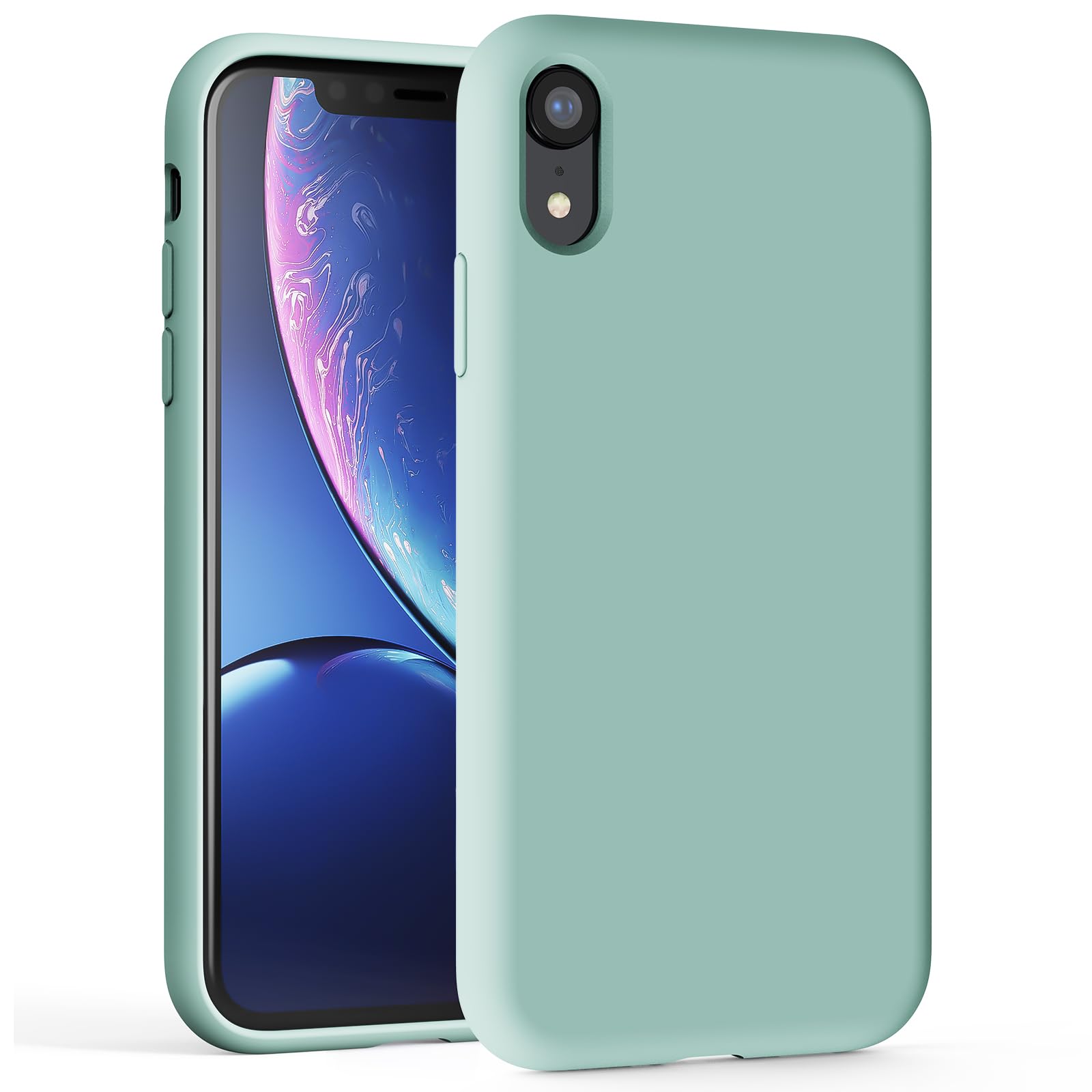 TAXXOE Silicone Case Compatible with iPhone XR Case Soft Ultra Slim Protective Shockproof Liquid Silicone Phone Case, Anti-Scratch Microfiber Lining, 6.1" Cyan — image 1
