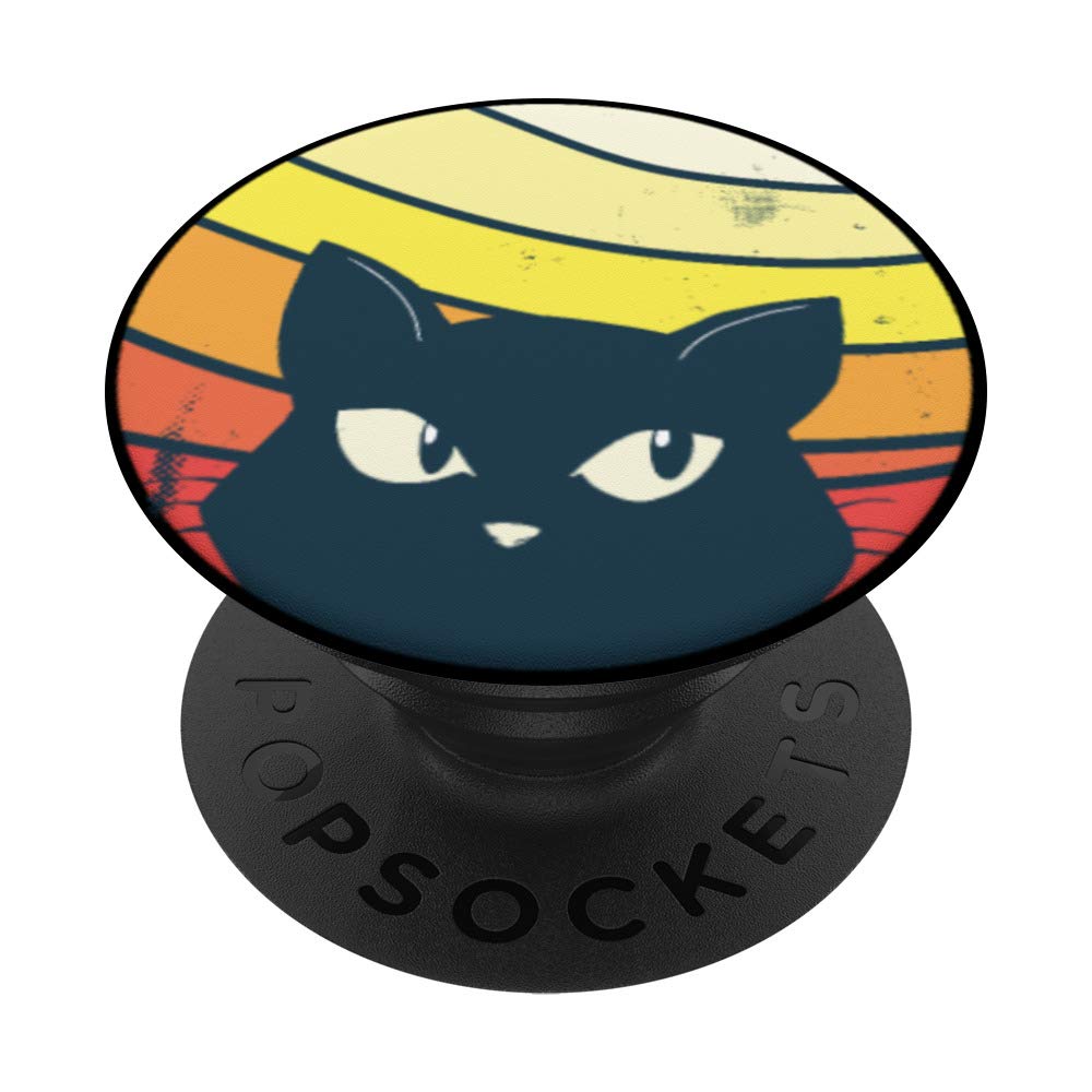 Funny Curious Cat Retro Graphic Gift PopSockets Grip and Stand for Phones and Tablets