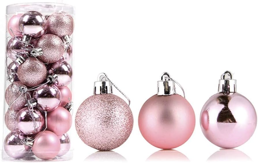 ghhshjhlk 24Pcs 4/6/8cm Christmas Ball Ornament Baubles Xmas Tree Lightweight and Environmentally-friendly Window Hanging Decor Rose Gold 6cm