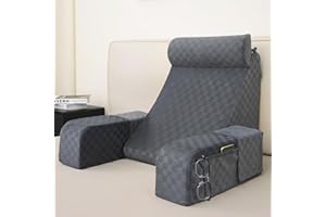 Vekkia Reading Pillow for Adults – Ergonomic 45° Wedge Back Support Chair for Sitting in Bed, XL Side Pockets, Perfect for Working, Gaming, Watching TV, Relaxing, or Recovery, Great Gift Idea, 19”