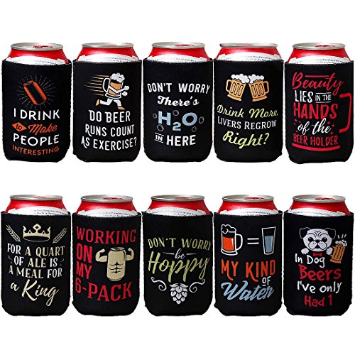 Avery Barn 10 Pack Funny Quotes Neoprene Insulated Beer Can Sleeve Covers