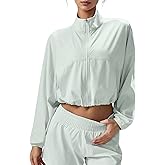 altiland Women's UPF 50+ Sun Protection Cropped Zip Up Jackets for Athletic Workout Running Cool Feeling