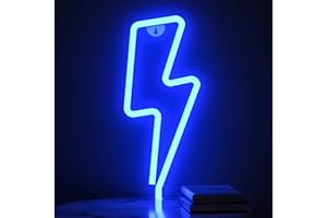 XIYUNTE Neon Sign Lightning Bolt Neon Light Sign for Wall Decor, USB or Battery Powered Blue Led Lightning Bolt Neon Signs for Bedroom, Kids Room, Living Room, Bar, Party, Christmas, Wedding