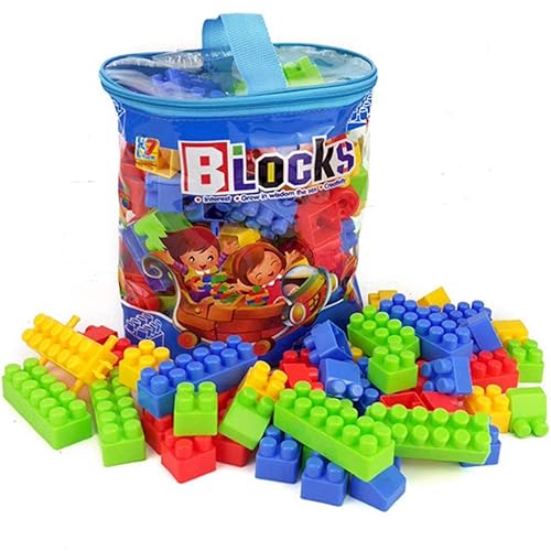 Building Blocks Toys for Kids Toddlers Educational Toys Plastic Construction Building Blocks Stacking Toy，Building Blocks Interlocking Boys Girls Interactive Toys (100 Tablets Handbag)