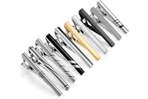 Wynameleri Tie Pins for Men Silver Black 3 Pcs 10 PCS Short Tie Clip Set 2.3, 2.4 Inch Business Shirt Necktie Pinch for Men
