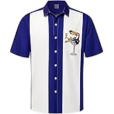 Hardaddy Men's Vintage Bowling Shirt Short Sleeve Button Down Hawaiian Summer Beach Printed Casual Shirts