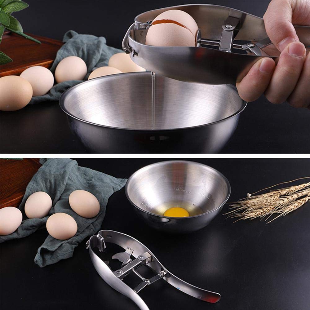 Volwco Egg opener Stainless Steel Handheld Egg cracker kitchen gadget