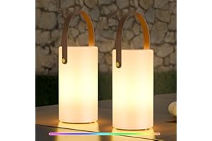 uuffoo 2-Pack Solar Table Lamp Outdoor Lantern 2 in 1 Charging Portable LED Cordless Lights with Remote 8 Colors, Water-Resistant IP44 for Patio Terrace Camping Garden Balcony