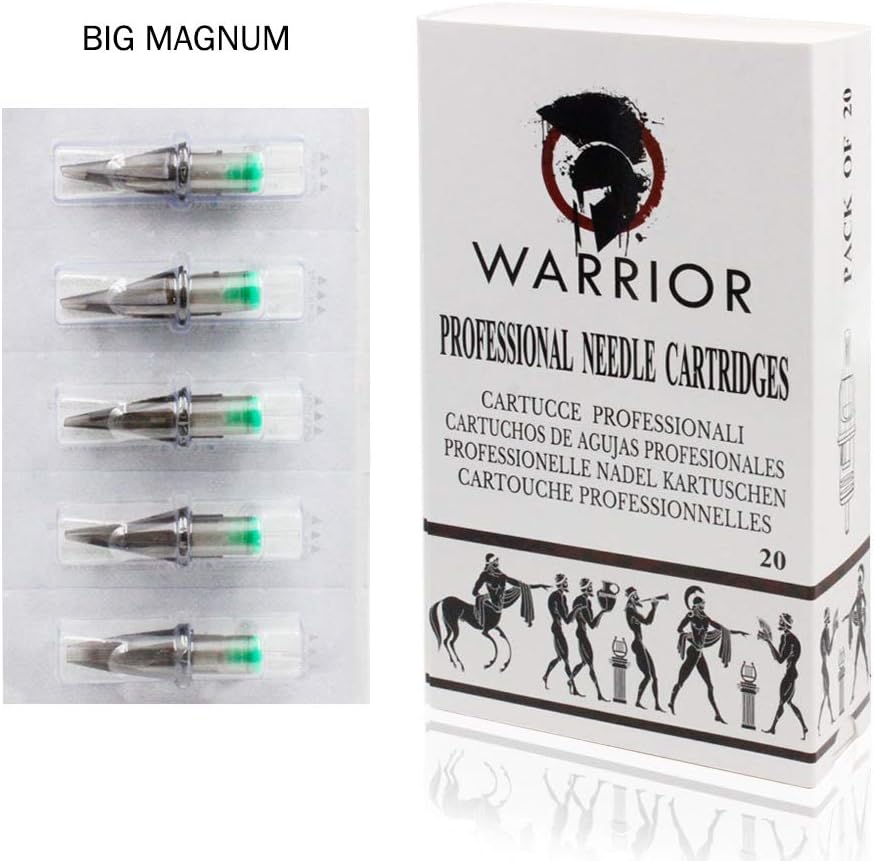 WARRIOR Tattoo Cartridges and Needles Surgical Steel PVC Tube Permanent Makeup Big Magnum M1 Disposable Pre Sterile Eo gas New Pack of 20 (NEW 1215M1) - Image 3