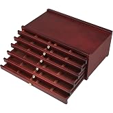 MEEDEN Art Supply Storage Box: 6 Drawers Pencil Organizer Craft Storage | Beech Wood Multifunctional Organizer Box with Compartments for Pastels, Colored Pencils, Pens, Makeup Brushes-Deep Walnut