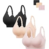 HBselect Jelly Bras for Women No Underwire 3PCS Comfort Wireless Push Up Bras Seamless Scalloped Lift Everyday Bralettes