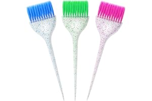 XINJODUZ 3 Pack Color Brushes for Hair Stylist Tint Brushes for Hair Color Dye Brush Hair Color Applicator Brush with Soft Bristles and Glitter Handles for Thick Curly Coarse Hair for Home Professional Use