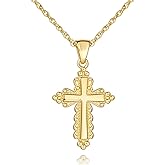KOTALS Gold Cross Necklaces for Women 14K Gold Cross Necklace for Women Crosses Pendant Necklaces for Womens Chain Gorgeous Lacework Type Design Crosses Necklace for Womens