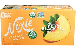 Nixie Sparkling Water Organic Peach Black Tea Sparkling Water 8 Pack, 12 FZ