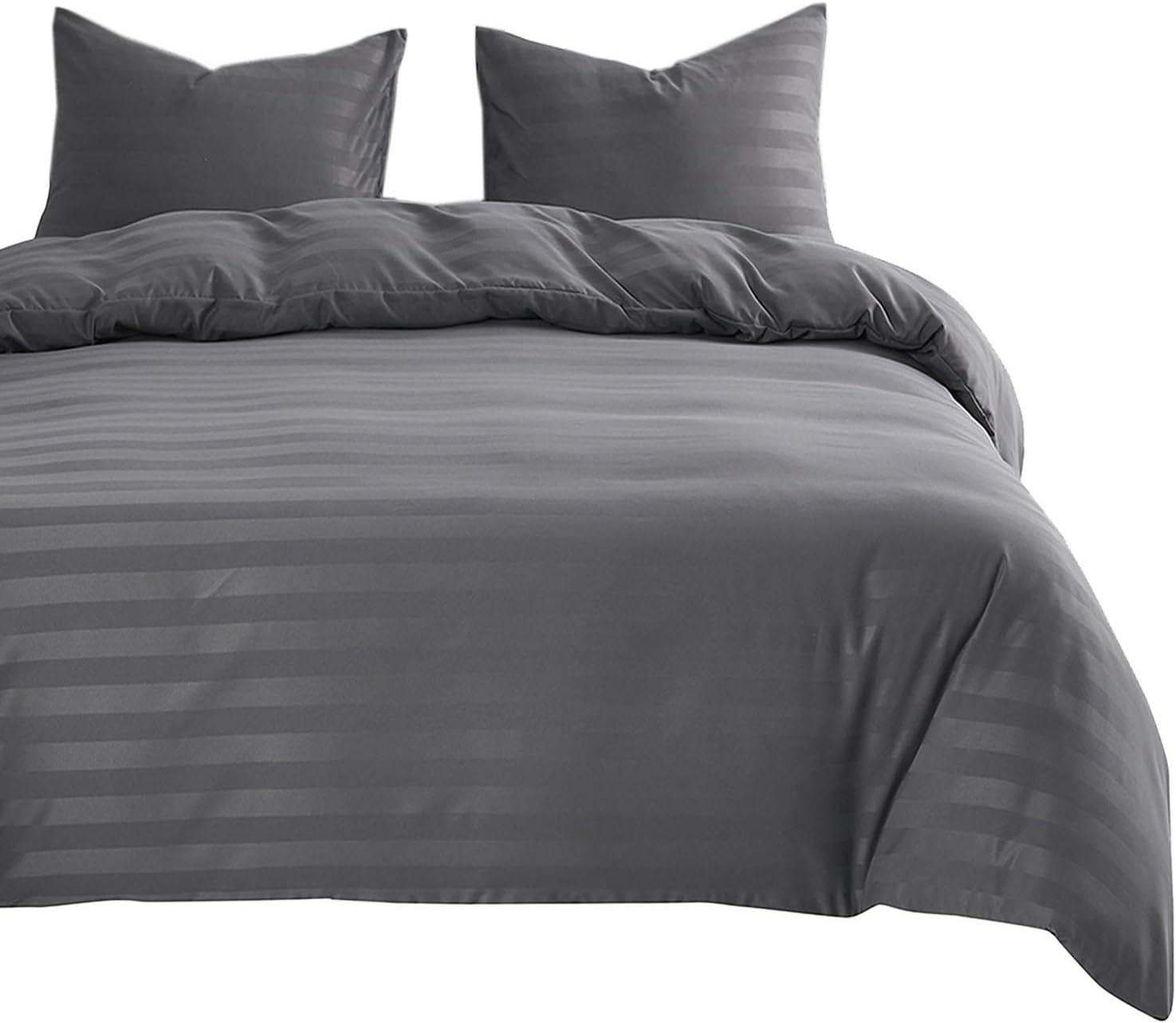 Wake In Cloud Gray Striped Comforter Set, Jacquard Modern