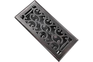 SANYCASA 4x10 Inches Air Floor Vents Register Ease Adjust Air Flow Savannah Design-Heavy Duty Walkable Steel Decorative Floor Vent for Room- Oil Rubbed Bronze Floor Vent Covers