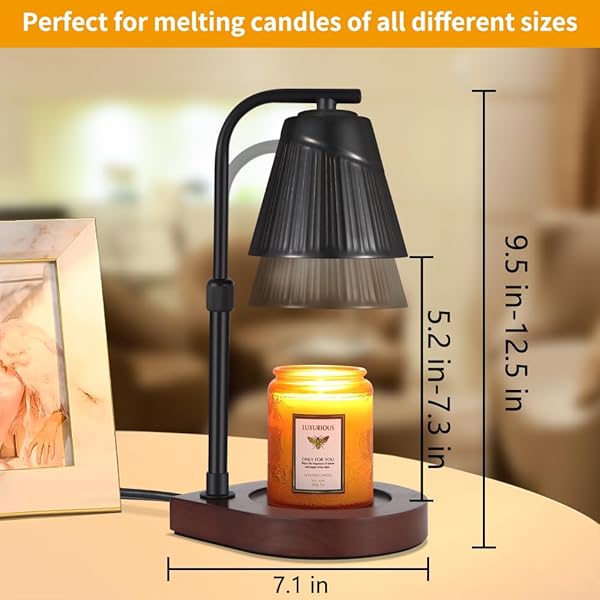 CERAMIC CANDLE WARMER LAMP WITH TIMER DIMMABLE ELECTRIC WAX MELT WARMER FOR JAR SCENTED CANDLES ADJUSTABLE HEIGHT MOTHERS DAY BIRTHDAY GIFTS FOR WOMEN MOM GRANDMA HOME OFFICES DECO LIGHT(BLACK)