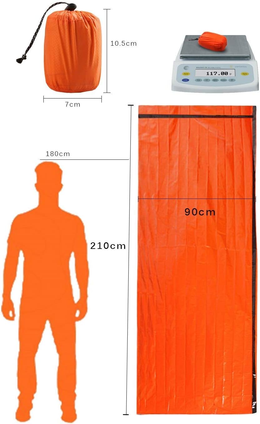 ACVCY Emergency Sleeping Bag, 2PCS Lightweight Emergency Bivy Sack Survival Compact Survival Sleeping Bag Waterproof Thermal Emergency Blanket Multi-use Survival Gear for Outdoor, Hiking, Camping : Home & Kitchen