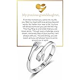 ROYNRAU Granddaughter Hug Ring For Hope Rings, Inspirational Stainless Steel Engarved With “Always With You” Message Adjustable Ring for Women Non Tarnish Jewelry Gift for Her Birthday Christmas
