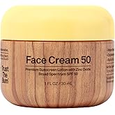 Sun Bum SPF 50 Face Cream Sunscreen with Zinc Oxide - Broad Spectrum Moisturizing Facial Sunscreen with Vitamin E - Hawaii 104 Act Compliant (Without Octinoxate & Oxybenzone) - Travel Size - 1 oz