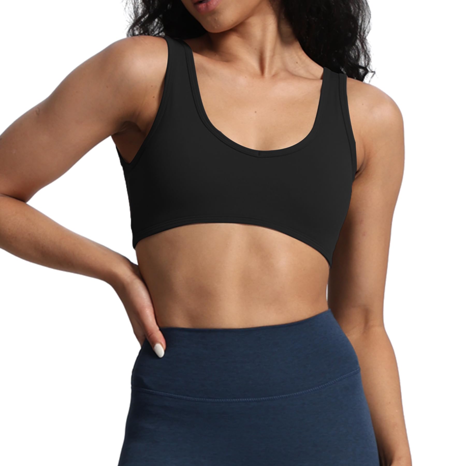 Photo 1 of (*XL) (BAGGED) Aoxjox Women's Workout Sports Bras Basic Baddie Fitness Training Gym Bra Yoga Crop Tank (Black, X-Large)