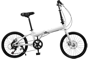 WUSILILU Folding Bike, Foldable Bicycle with 7 Speed Gears 20-inch Wheels Easy Folding City Bicycle with Dual Disc Brakes for