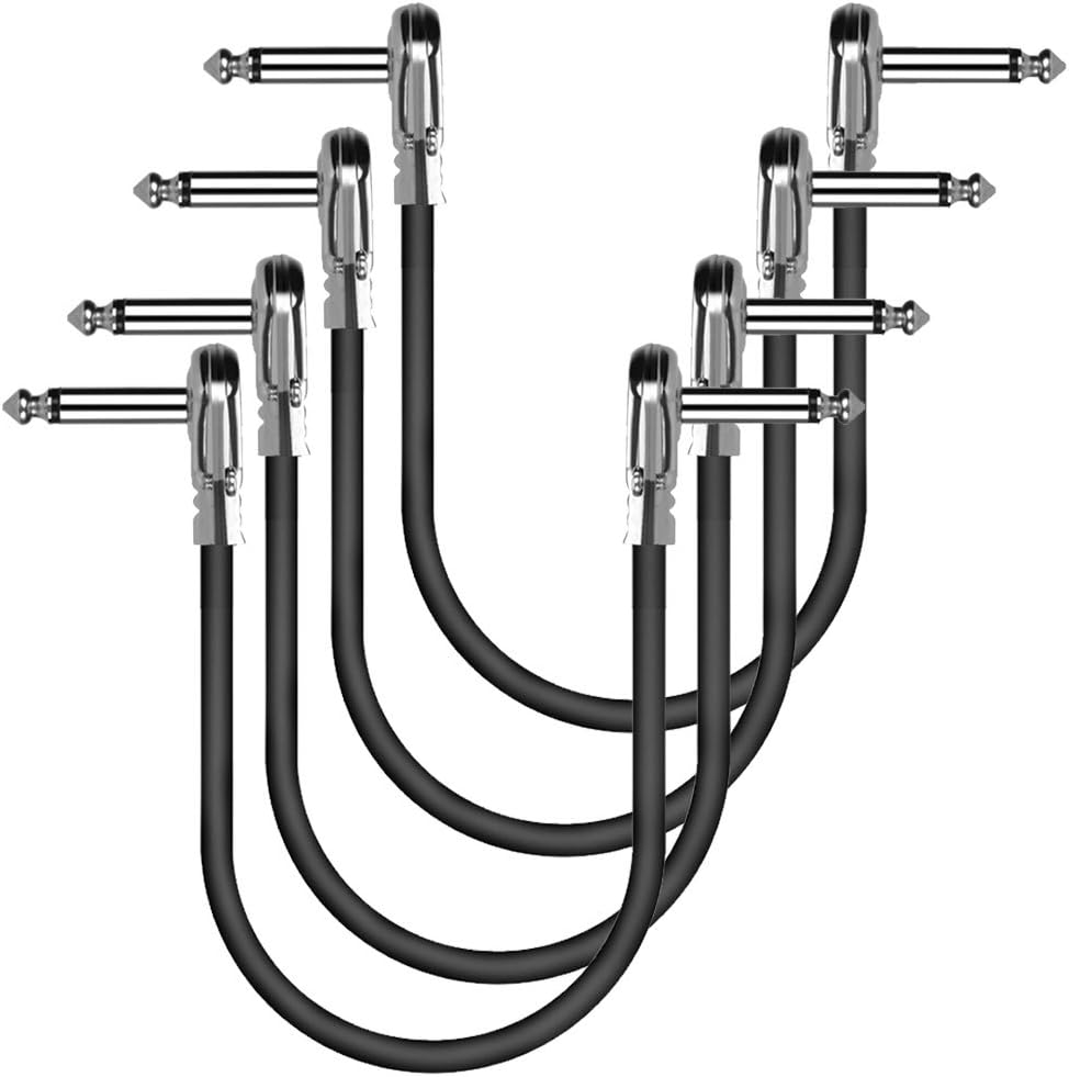 OTraki 4 Pack Patch Cables L Type 0.3m Right Angle Guitar Leads