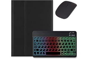 kaidisen Backlit keyboard for iPad 9th 8th 7th Generation 10.2 inch/iPad Air 3rd Gen/iPad Pro 10.5 inch Keyboard Case with Mouse, Detachable Backlight Color Keyboard Case,Black+Black