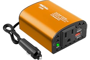 200W Car Power Inverter DC 12V to 110V AC Car Outlet Adapter Converter with PD 25W &QC3.0 USB Ports Laptop Car Charger