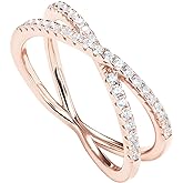 PAVOI 14K Gold Plated X Ring Simulated Diamond CZ Criss Cross Ring for Women