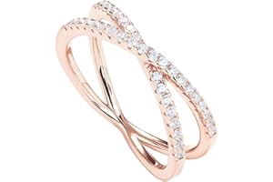 PAVOI 14K Rose Gold Plated X Ring CZ Simulated Diamond Criss Cross Ring