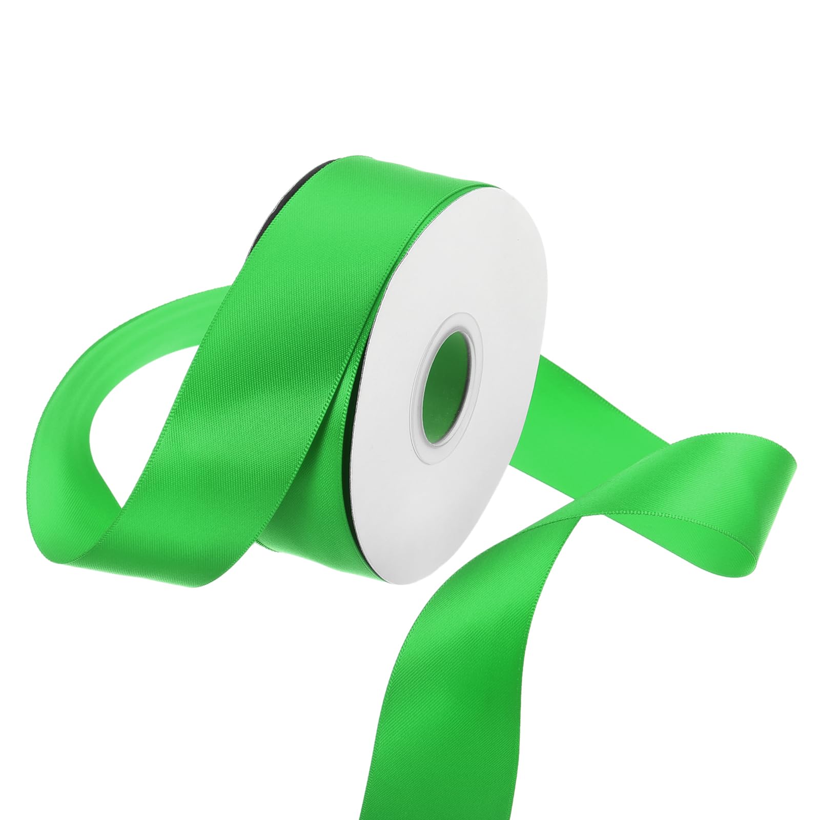 Rebower 38mm Satin Ribbon 23m Thick Double Face Grosgrain Silk Ribbon, [for Gift Wrapping, Hair Bows, Wedding, Cake, Flower] - 25 Yard/75ft/Green