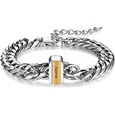 Custom Men's Bracelet in Silver & Gold: Personalized Dad Bracelet with Engraved Names, Father's Day Curb Chain Bracelet, Durable and Stylish - Gift for Dad, Husband, Boyfriend, Grandfather