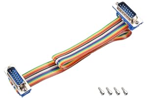 uxcell IDC Rainbow Wire Flat Ribbon Cable DB15 Male to DB15 Male Connector 2.54mm Pitch 11.8inch Length