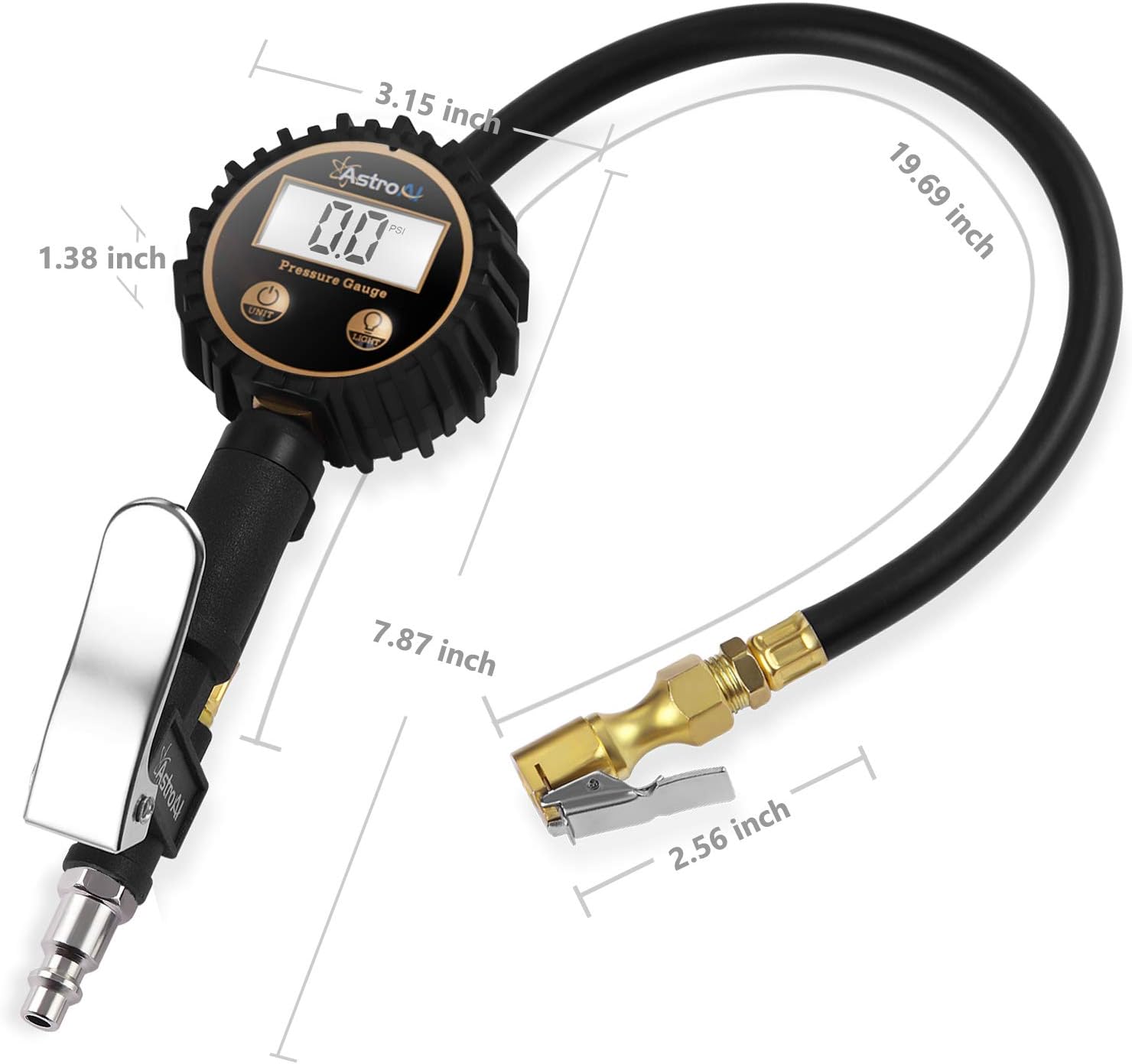 AstroAI ATG250 Digital Tire Inflator with Pressure Gauge, 250 PSI Air Chuck and Compressor Accessories Heavy Duty with Rubber Hose and Quick Connect Coupler for 0.1 Display Resolution: Automotive
