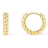 Fiusem Huggie Hoop Earrings for Women 14K Gold Plated, Small Dainty Earrings for Women, Hypoallergenic Hoops 8/10/12 mm